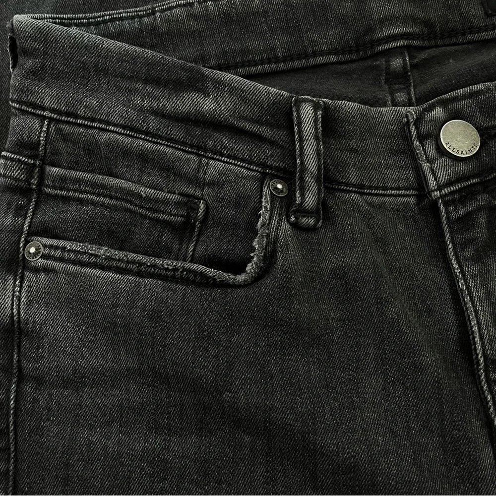 AllSaints Grace Skinny Jeans Size 27 Black Wash High Rise Zip Ankle - Picture 9 of 12